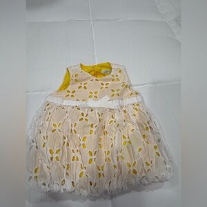 Sunny Yellow and White Kids Casual Dress